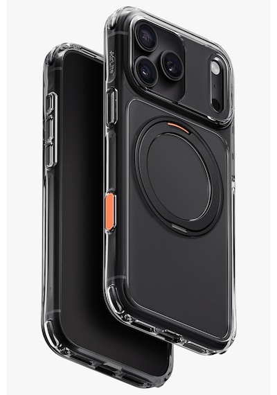 Apple iPhone Uyumlu 18 Pro Max Kılıf Swivix Dönebilen Metal Halkalı Koruyucu Premium Dayanıklı Darbe Emici Kapak Sıyah
