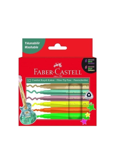 Faber-Castell Comfort Keçeli Kalem Seti Metalik ve Neon 12'li