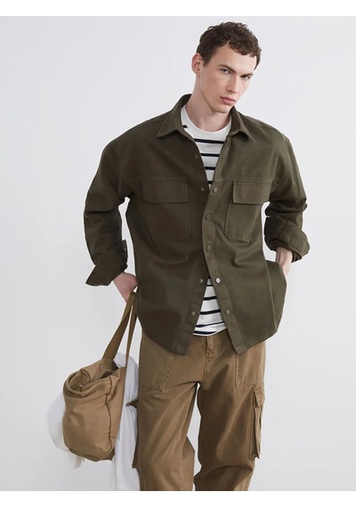 Lc Waikiki Haki Loose Fit Erkek Gabardin Gömlek Ceket