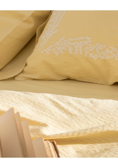 Madame Coco Linda Tek Kişilik %100 Pamuk Nakışlı Yıkamalı Gofre Çarşaflı Nevresim Takımı - Sarı 8684427292921 Çok Renkli