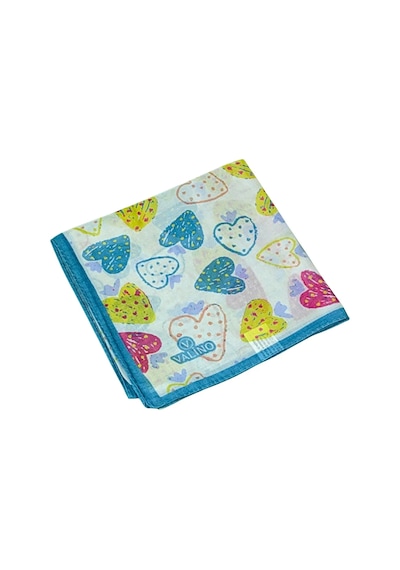 Mim Eşarp Valino Soft Pamuk Çocuk Desenli Eşarp 70x70 Cm Açık İndigo - Çilek