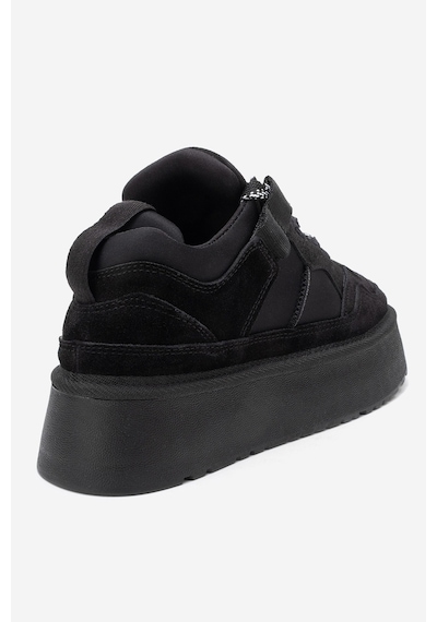 Raven Siyah Süet Hakiki Deri Kadın Platform Sneaker Siyah