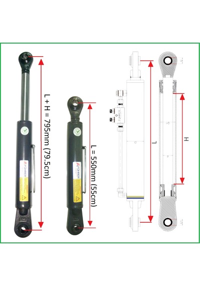 3 Ton - 55cm Traktör Ortakol, Hıdrolik Silider, 3 Ton - 55cm Toplift Hydraulic Cylinder