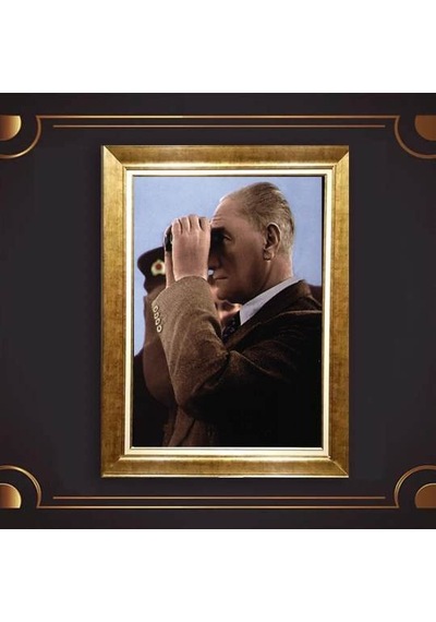 Altın Varaklı Çerçeveli Paspartulu Atatürk Tablo Hk1991