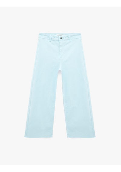Koton Normal Bel Rahat Kalıp Kesik Paça Jean Pantolon - Culoette Jean Mavi 6sal40004mw