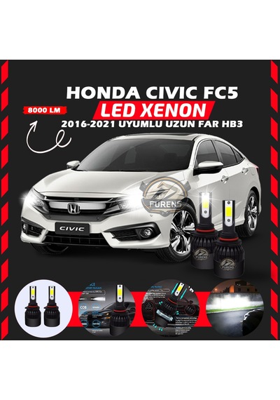Honda Civic Fc5 2016-2021 Uzun Far Uyumlu Şimşek Etkili Led Xenon Light Series Hb3