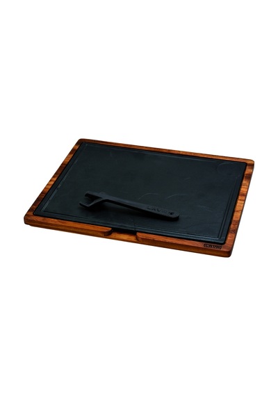 Lava Döküm Ahşap Ve Döküm Demir Hot Plate Servis Tahtası. Ölçü 30x40cm.