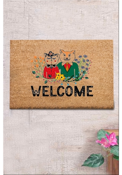Co Co Marita Dona 40x60 cm Doğal Ko ko Kıl paspas,Hindistan Naturel Kapı Önü Paspası