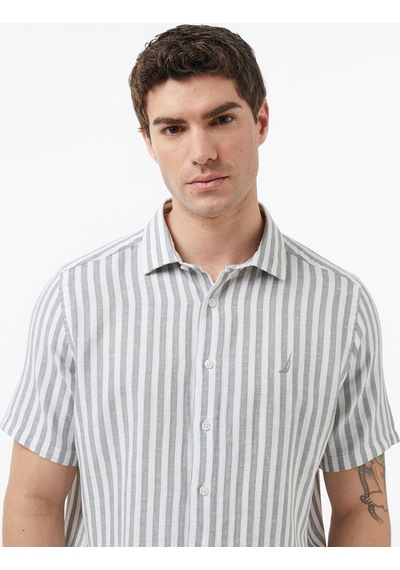 Nautica Erkek Yeşil Regular Fit Kısa Kollu Çizgili Gömlekçizgiliw65448t