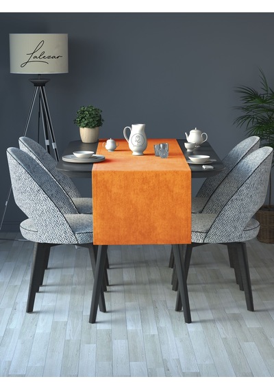 Kadife Efektli Portakal Rengi Aura Serisi Runner 40 X 140 Portakal Rengi