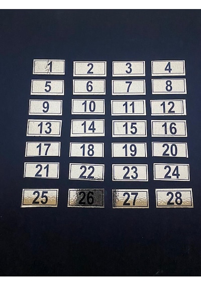 Kapı Numarası Dolap,Raf,Posta Kutusu Numarası 18X38Mm 1 Den 28 E