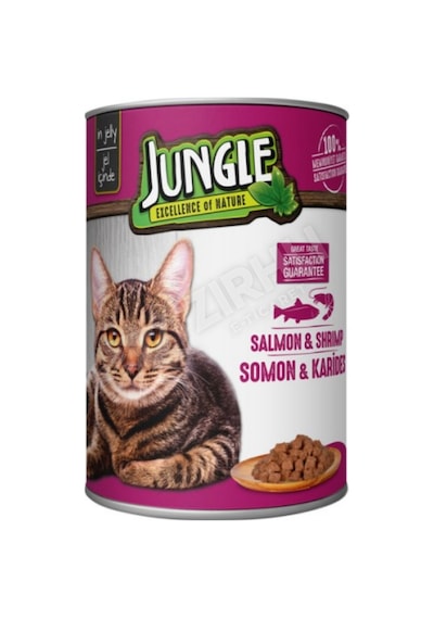 2 Adet Jungle Kedi Konservesi 400 Gr Somonlu Karidesli