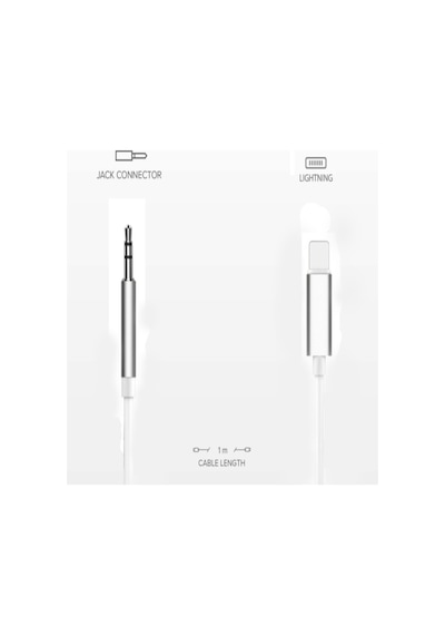 Lightning To 3.5mm Aux Ses Kablosu 1 metre Dönüştürücü Çevirici - Beyaz