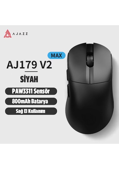 Aj179v2 Max 3 Modlu Kablolu-2.4ghz-bluetooth 1000hz 12.000 Dpı-paw 3311 Optik Sensör Oyuncu Mouse Diğer