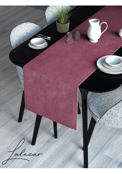 Kadife Efektli Gül Kurusu Rengi Aura Serisi Runner 40 X 140 Gül Kurusu