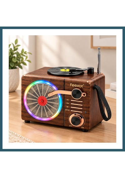 Bezos Işıklı Retro Bluetooth Fm Radyo Hoparlör - Usb & Type-c Şarjlı Ob