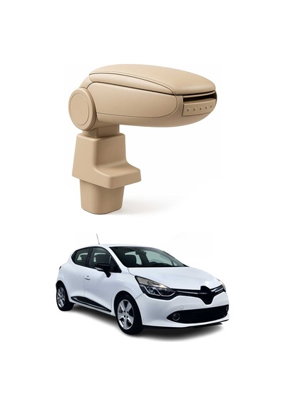 Renault Clio 2012-2019 Uyumlu Kolçak Kol Dayama Bej Suni Deri Araca Özel