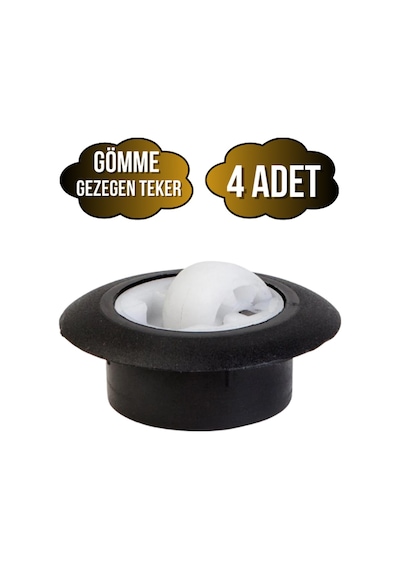 Gömme Gezegen Sehpa Tekeri Gizli Yuvarlak Masa Tekeri Siyah 4 Adet İç Çapı:35mm Dış Çapı:53mm Siyah