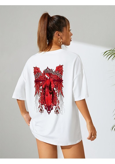 Uyguntarz Unisex My Regilion Tasarım Basklı Tshirt Beyaz
