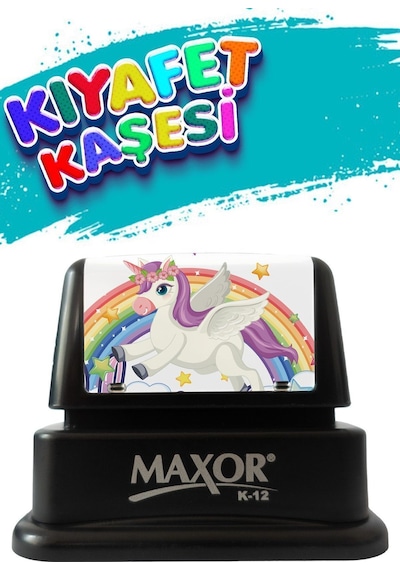 Maxor Kaşe Kıyafet Kaşesi Unicorn Temalı Öğrenci Kaşesi / Kreş / Anaokulu / Ilkokul Öğrenci Kumaş Elbise Kaşesi