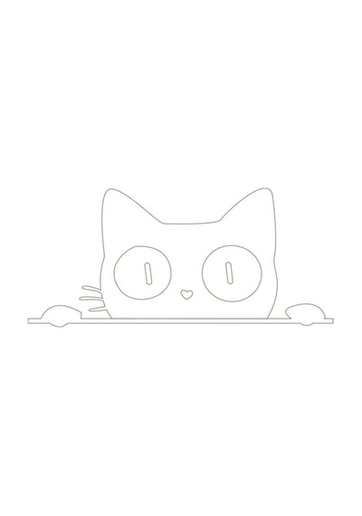 Bagajdan Bakan Kedi Sticker Etiket Beyaz