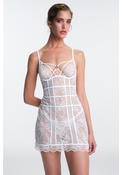 Kırık Beyaz Scarlett Dantelli Balensiz Babydoll