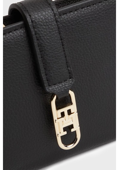 Tommy Hilfiger Logolu Çıtçıtlı Ve Fermuarlı Cüzdan Kadın Cüzdan Aw0aw18934 Bds Siyah SİYAH