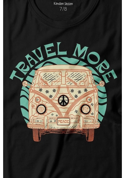 Kendim Seçtim Travel More Woswos Retro Hippi 60s 70s Baskılı Tişört Çocuk T-shirt 001