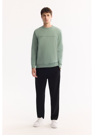 Avva Erkek Su Yeşili Bisiklet Yaka Pamuklu Bi-stretch Baskılı Regular Fit Sweatshirt A52y1325 Yeşil