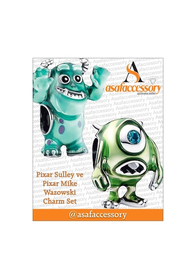 Mike Ve Sulley Set Charm Gümüş