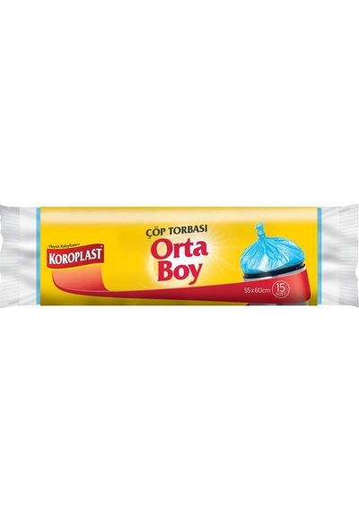 Koroplast Orta Boy Çöp Torbası 15'Li Mavi 55 X 60 Cm 10  Paket