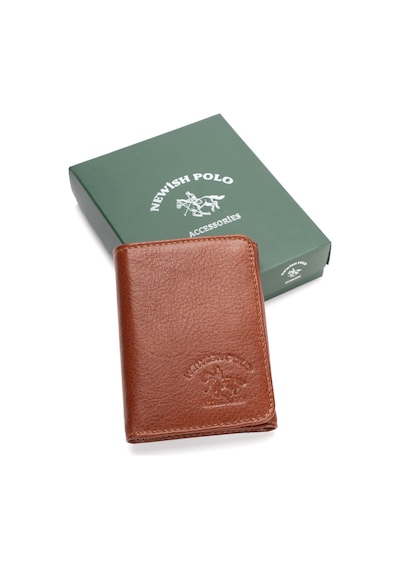 Newish Polo Erkek Hakiki Deri Mıknatıslı Kartlık Ve Cüzdan - New420 Taba