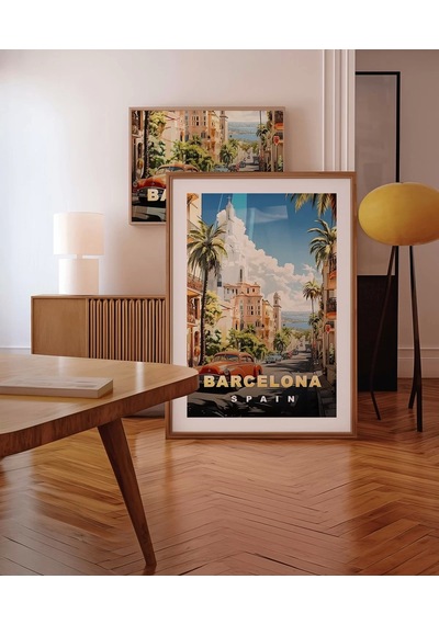 Çerçevesiz Poster Şehir Ve Deniz Uyumu Barcelo