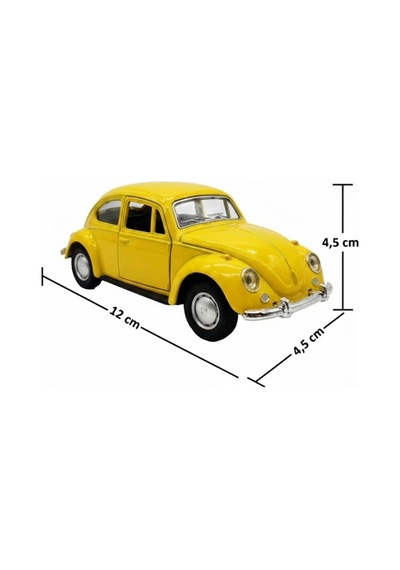 Metal Çek Bırak Beetle Vosvos Araba 1:32 Ölçek Sesli Işıklı Kapıları Açılan Diecast Model - Sarı Çok Renkli