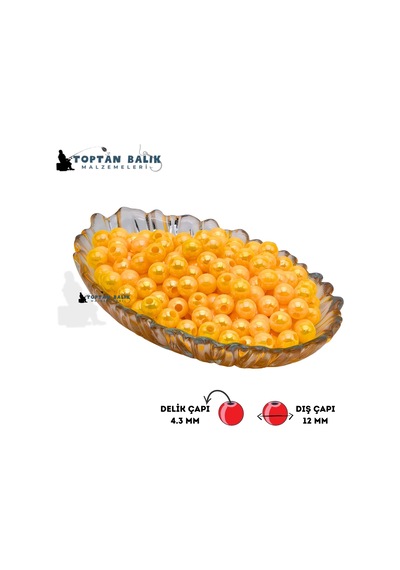 İthal Camgöz Sarı Sazan Balık Boncuğu 12 Mm İç Çap: 4.3 Mm - 5