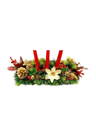 Yılbaşı Centerpice 3lü Mumluklu