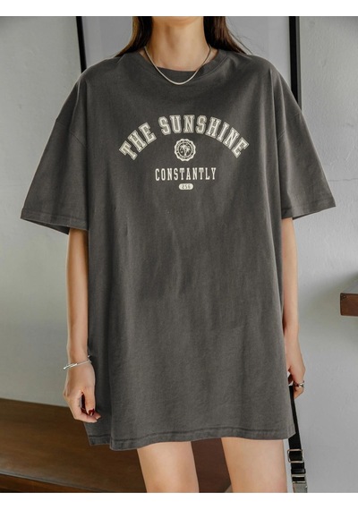 Flood Of Style Kadın Antrasit The Sun Shıne Bisiklet Yaka Tshirt Gri