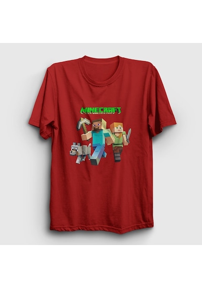 Presmono Unisex Miners Minecraft T-shirt Kırmızı
