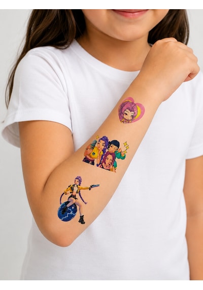 16 Adet Kpop Geçici Dövme Sticker Seti Renkli Karakter Çocuk Hediyesi