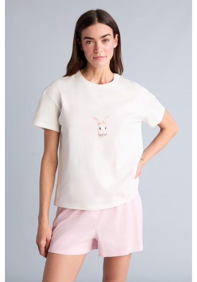 Defacto Regular Fıt Elastik Bel Kısa Kollu 2li Açık Pembe Pijama Takım G9857ax26smpn648 Pembe-pn648