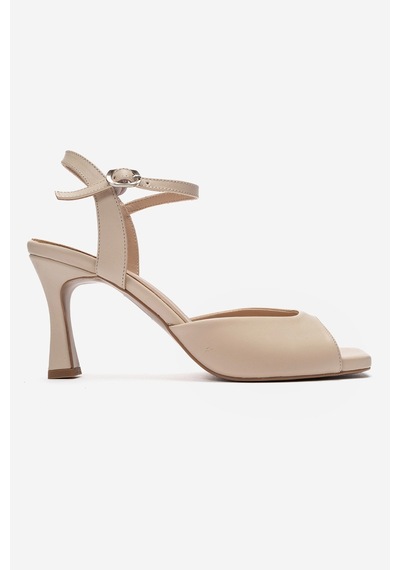 Luvi Shoes Elvıa Bej Cilt Hakiki Deri Kadın Topuklu Ayakkabı