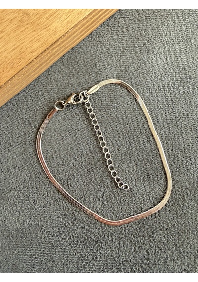 Paslanmaz Kararmaz Çelik Bileklik Yılan İtalyan Bileklik 18+5cm 2mm Gümüş
