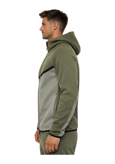 Nike Tech Fleece Full Zip Windrunner Hoodie Kapüşonlu Unisex Sweatshirt Haki Yeşil Haki Yeşil