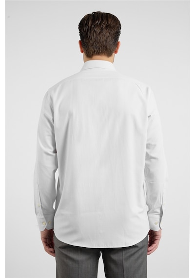 İmza Bej-beyaz Kendinden Desenli Sert Yaka Uzun Kol Cepli Comfort Fit Pamuklu Gömlek 1004255226 K.bej - Beyaz