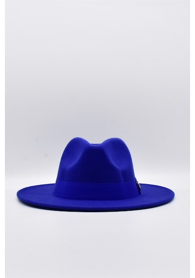 Külah Kadın Saks Mavi Boater Fedora Fötr Şapka Panama Kasket - Standart Saks Mavi