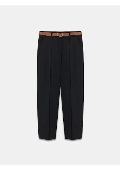 Dilvin 72661 Düz Paçalı Kemerli Pantolon-siyah
