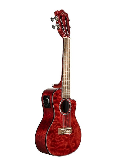 Lanikai Qm-rdcec Quilted Maple Elektro Ukulele - Kırmızı Üst Seg