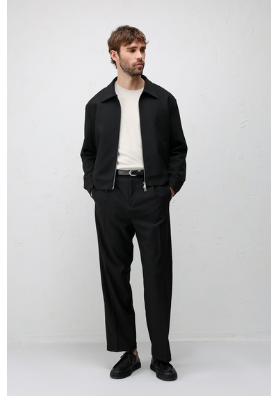 Antioch Relaxed Fit Fermuarlı Erkek Mont Siyah