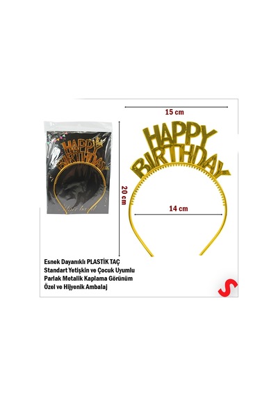Happy Birthday Plastik Taç - Altın 0-99