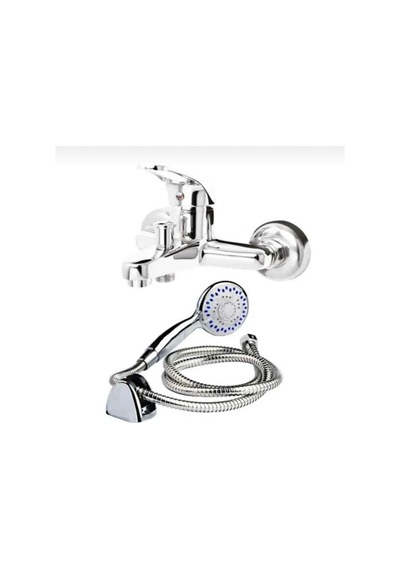 İsaoğlu Yapı Banyo Bataryası Ve Duş Seti Başlık Dahil Komple Set Pirinç Banyo Armatürü Gümüş